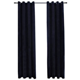 Berkfield Elegant Blackout Curtains With Rings 2 Pcs Velvet Black 140X245 Cm