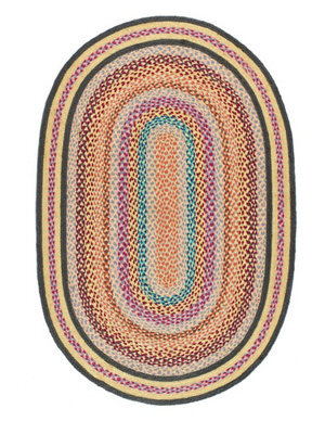 Colourful Oval Rug, Handmade Rug, Geometric Striped Rug, Modern Rug For Living Room, & Dining Room-160Cm X 230Cm(Oval)