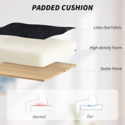 Black Office Chair With Dual-Layer Padding, Fabric Computer Desk Chair For Home Office - thumbnail 4