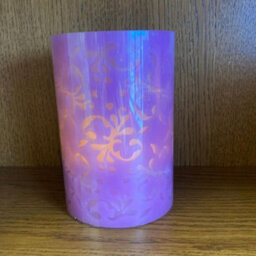 Flower Design Real Wax Led Candle - Battery Powered Handcrafted Faux Flameless Floral Pillar Candlelight - H15 X 10Cm, Purple - thumbnail 1