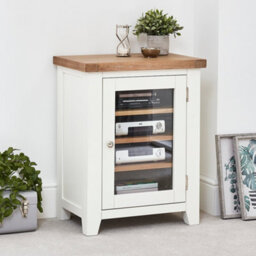The Furniture Market Cheshire White Painted Glazed Hi-Fi Media Cabinet Unit - thumbnail 2