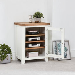 The Furniture Market Cheshire White Painted Glazed Hi-Fi Media Cabinet Unit - thumbnail 3