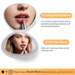 Portable Led Makeup Mirror ,travel Dimmable Magnified Rechargeable Foldable - thumbnail 3