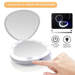 Portable Led Makeup Mirror ,travel Dimmable Magnified Rechargeable Foldable - thumbnail 2