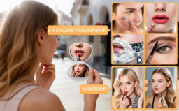 Portable Led Makeup Mirror ,travel Dimmable Magnified Rechargeable Foldable - thumbnail 8
