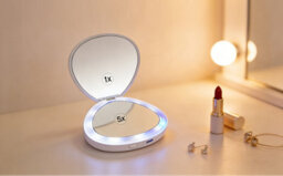 Portable Led Makeup Mirror ,travel Dimmable Magnified Rechargeable Foldable - thumbnail 9
