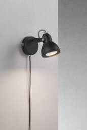 Nordlux Aslak Metal Wall Light Adjustable Head Black,plug In Or Mains - thumbnail 3