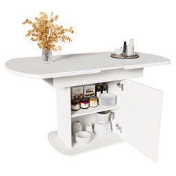Matteo White Extendable Oval Dining Table With Integrated Storage - 110/130Cm, Modern Mdf - thumbnail 9