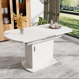 Matteo White Extendable Oval Dining Table With Integrated Storage - 110/130Cm, Modern Mdf - thumbnail 5