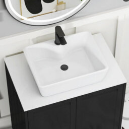 Royal Bathrooms Royal Bathroom Elmore 800mm Matt Nocturne Black Wall Mounted Bathroom Vanity Unit 2 Drawer Plain White Worktop With Cube Basin - thumbnail 4