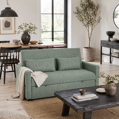 Wyld Haus Nenase Mint Green 3-Way Convertible 2-Seater Sofa Bed, Linen-Look Fabric, L158 X D85 X H85Cm - image 1