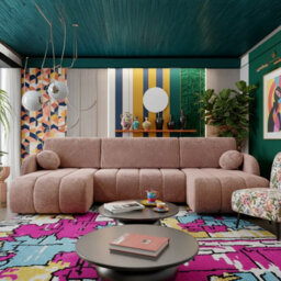 Zara U Shaped Sofa Bed Has Storage Universal Corner Freestanding Upholstered Back 318X160X88Cm Pink