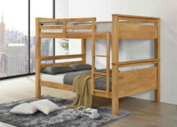 RF Beds Reinforced Beds Double Over Double Langham Quad Bunk Bed - Natural Oak With Universal Ladder - thumbnail 4