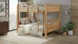 RF Beds Reinforced Beds Double Over Double Langham Quad Bunk Bed - Natural Oak With Universal Ladder - thumbnail 5
