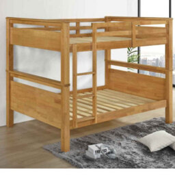 RF Beds Reinforced Beds Double Over Double Langham Quad Bunk Bed - Natural Oak With Universal Ladder