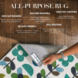 Decoranddecor Hallway Runners, Washable Rugs, Carpet Runner Rug, 60X240Cm, Non-Slip, Pet Friendly, Retro Floral Rug - Zora - thumbnail 3