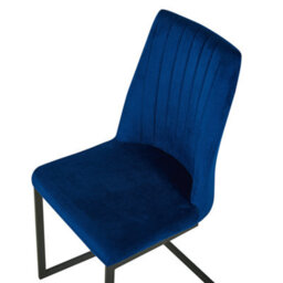 Beliani Set Of 2 Dining Chairs Lavonia Velvet Navy Blue - thumbnail 7