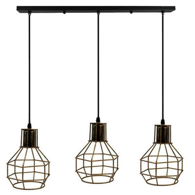 3 Light Pendant Light Height Adjustable, E27 Ceiling Lights Metal Square Plate Hanging Lights For Dining Room, Coffee Shop - image 1