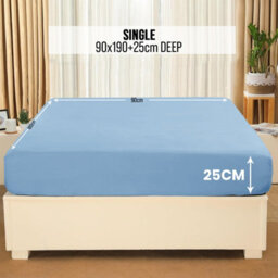 Aspire Homeware Light Blue Fitted Sheet-(25Cm) Deep Hotel Quality -Breathable Fitted Bed Sheets Single (L)190Cm X (W)91Cm - thumbnail 7