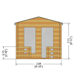 Shire Maulden With Veranda Log Cabin Home Office Garden Room Approx 9 X 9 Feet - thumbnail 2