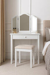 Aspect Furniture Wooden Dressing Table Stool With Cream Padded Seat - thumbnail 4