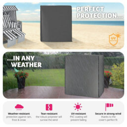 Tectake Beach Chair Cover - Wind, Rain And Sun Resistant, Easy To Care For, 120 X 80 X 145 Cm - Grey - thumbnail 3