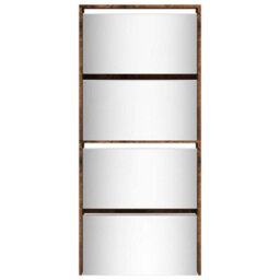 Berkfield Shoe Cabinet With Mirror 4-Layer Smoked Oak 63X17X134 Cm - thumbnail 5