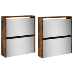 Berkfield Shoe Cabinet With Mirror 4-Layer Smoked Oak 63X17X134 Cm - thumbnail 6