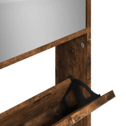 Berkfield Shoe Cabinet With Mirror 4-Layer Smoked Oak 63X17X134 Cm - thumbnail 9