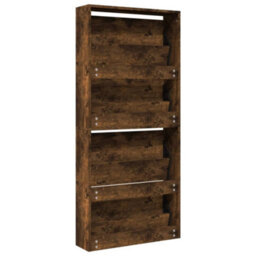 Berkfield Shoe Cabinet With Mirror 4-Layer Smoked Oak 63X17X134 Cm - thumbnail 8