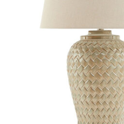Woven  Ceramic  Table  Lamp  With  Linen  Shade - thumbnail 3