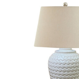 Woven  Ceramic  Table  Lamp  With  Linen  Shade - thumbnail 2