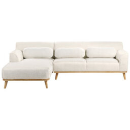 Beliani Corner Sofa 3 Seater Simos Boucle White Right Hand - thumbnail 4