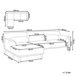 Beliani Corner Sofa 3 Seater Simos Boucle White Right Hand - thumbnail 3