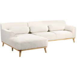 Beliani Corner Sofa 3 Seater Simos Boucle White Right Hand - thumbnail 5