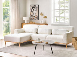 Beliani Corner Sofa 3 Seater Simos Boucle White Right Hand - thumbnail 2