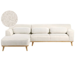 Beliani Corner Sofa 3 Seater Simos Boucle White Right Hand