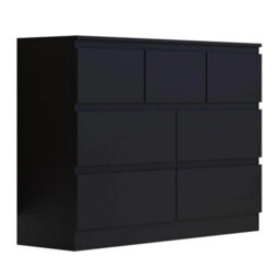 7 Drawer Chest Bedroom Home Office Furniture Matt Black Furniture - thumbnail 1