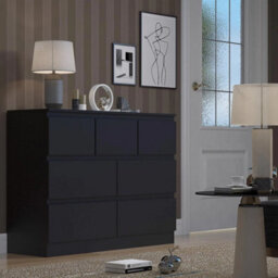 7 Drawer Chest Bedroom Home Office Furniture Matt Black Furniture - thumbnail 4