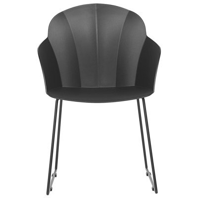 Beliani Black Dining Chairs Set Of 2, Synthetic Upholstery, Black Powder-Coated Iron Legs, Modern Formed Back - image 1