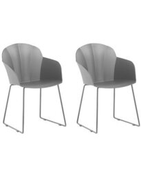 Beliani Black Dining Chairs Set Of 2, Synthetic Upholstery, Black Powder-Coated Iron Legs, Modern Formed Back - thumbnail 3