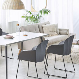 Beliani Black Dining Chairs Set Of 2, Synthetic Upholstery, Black Powder-Coated Iron Legs, Modern Formed Back - thumbnail 2