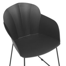 Beliani Black Dining Chairs Set Of 2, Synthetic Upholstery, Black Powder-Coated Iron Legs, Modern Formed Back - thumbnail 7