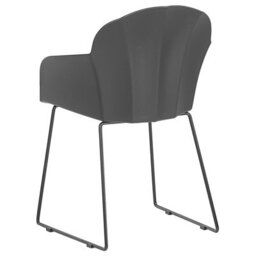 Beliani Black Dining Chairs Set Of 2, Synthetic Upholstery, Black Powder-Coated Iron Legs, Modern Formed Back - thumbnail 6