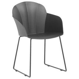 Beliani Black Dining Chairs Set Of 2, Synthetic Upholstery, Black Powder-Coated Iron Legs, Modern Formed Back - thumbnail 4