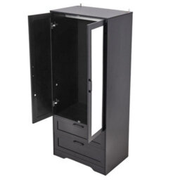 Living And Home 2-Door Black Bedroom Wardrobe With Drawers & Mirror, 166Cm H - thumbnail 4
