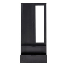 Living And Home 2-Door Black Bedroom Wardrobe With Drawers & Mirror, 166Cm H - thumbnail 5