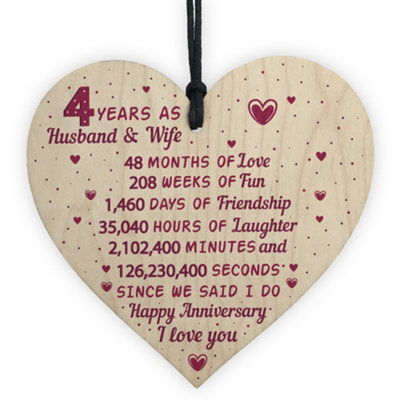 Red Ocean 4Th Wedding Anniversary Gift Wooden Heart Linen Fourth Wedding Anniversary Gift For Her - image 1