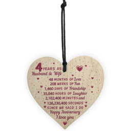 Red Ocean 4Th Wedding Anniversary Gift Wooden Heart Linen Fourth Wedding Anniversary Gift For Her - thumbnail 5