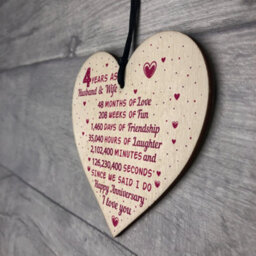 Red Ocean 4Th Wedding Anniversary Gift Wooden Heart Linen Fourth Wedding Anniversary Gift For Her - thumbnail 7